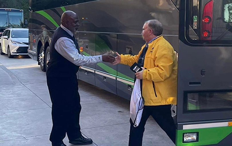 Shuttle Bus Passenger and Driver